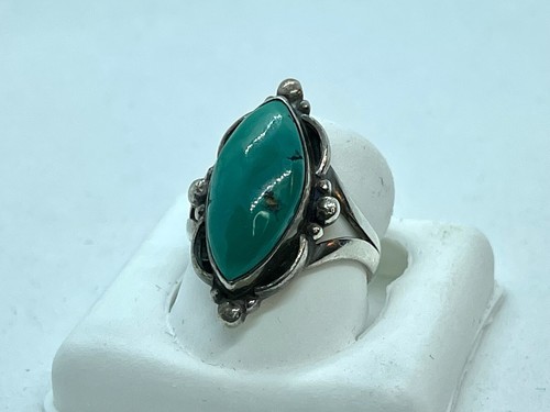 Vintage Real Native American Sterling Silver Turquoise Ring Size 6 - Picture 9 of 9