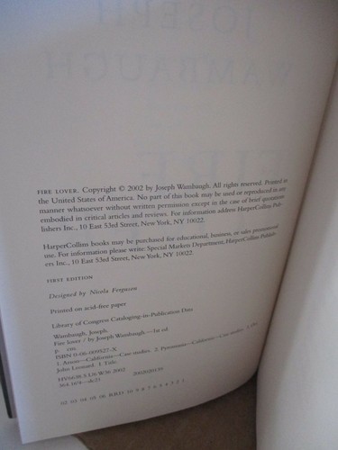 Fire Lover by Joseph Wambaugh (2002, Hardcover) - Imagen 6 de 7