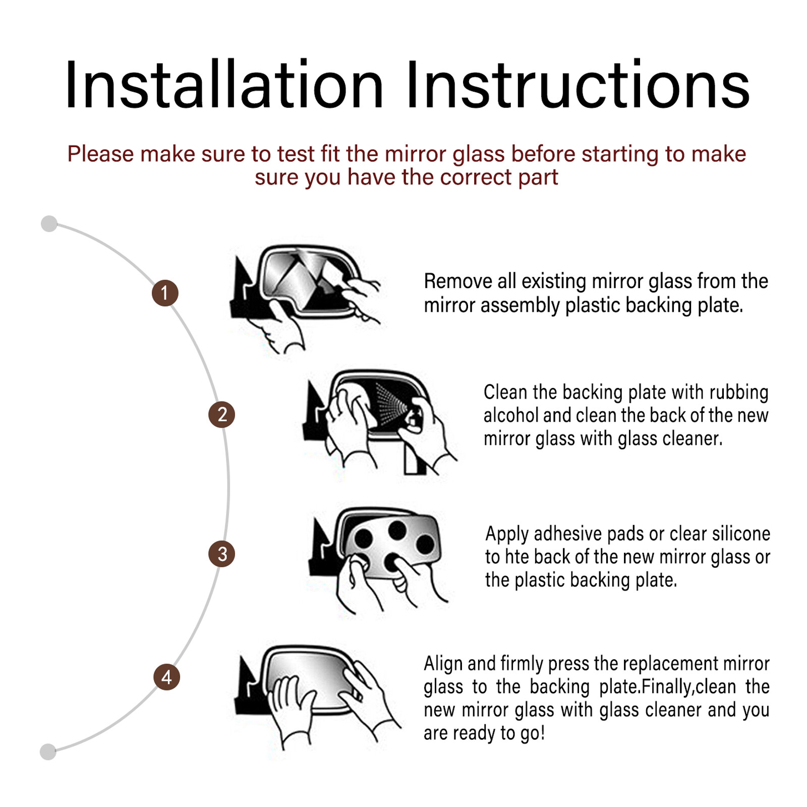 Replacement Mirror Glass+Adhesive For 20032008 Pontiac Vibe Driver