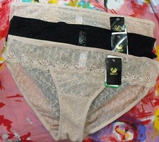 3 NEW WACOAL VIVID ENCOUNTER 843295 BK LACE BIKINI PANTIES L