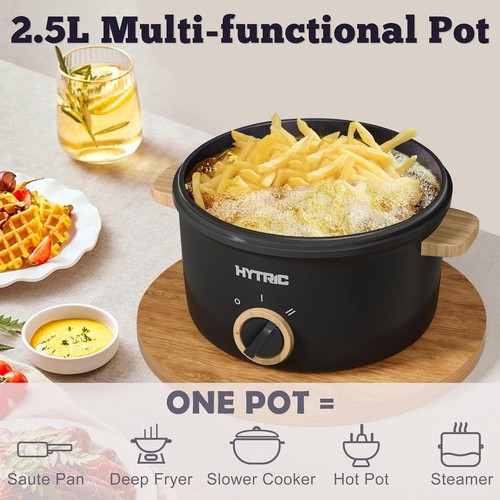 2.5L Portable Electric Hot Pot Skillet - Nonstick Coating Dual Power Control - Picture 2 of 10