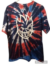 Spitfire Flame Head mens size Large T-Shirt Tie Dye Skateboarding Wheels