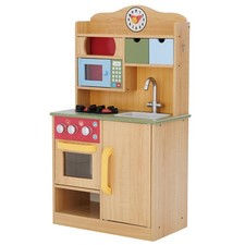 Teamson Kids Wooden Kitchen Toy Kitchen With 5 Role Play Accessories TD-11708A