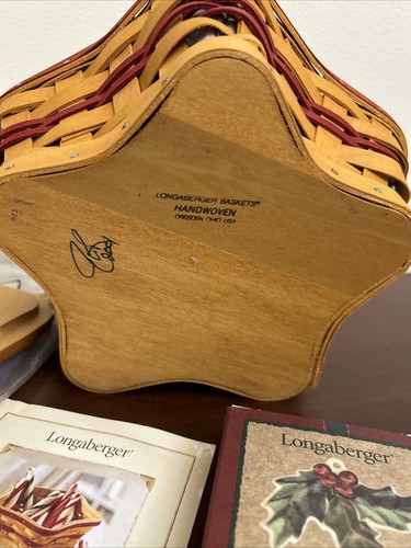 Longaberger Korbdeckel gewebt braun rot kleiner Stern Kunststoffschutz zum Binden 2001 - Bild 9 von 10