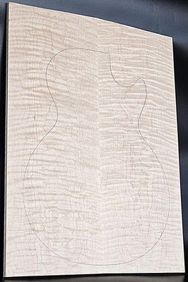 Figured 4A Curly Maple Droptop Glued Guitar Luthier Wood (21'' x 15-5/8'' x 7/16'')