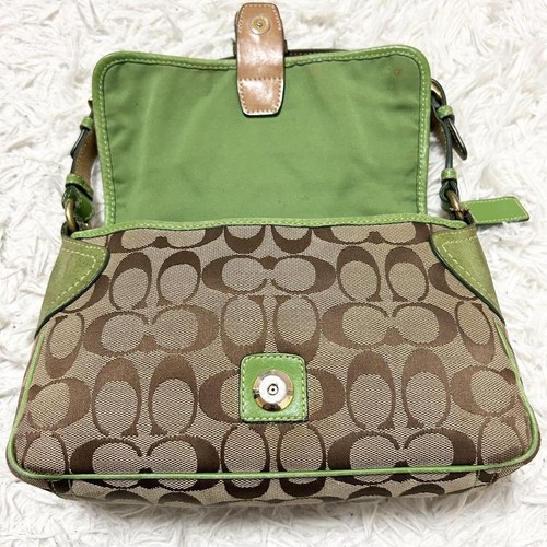 Bolso de Mano COACH Legacy Old Coach y2k Soho Verde Lona Para Mujer USADO DE JAPÓN - Imagen 15 de 17