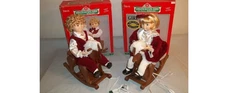 🧸 Telco Animated Rocking Horse Boy & Girl Dolls – 1990s Christmas Holiday Decor
