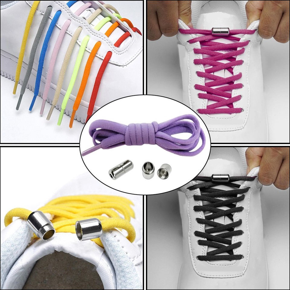 Elastic No Tie Shoelaces Universal Shoestrings for Boots Sneakers ...