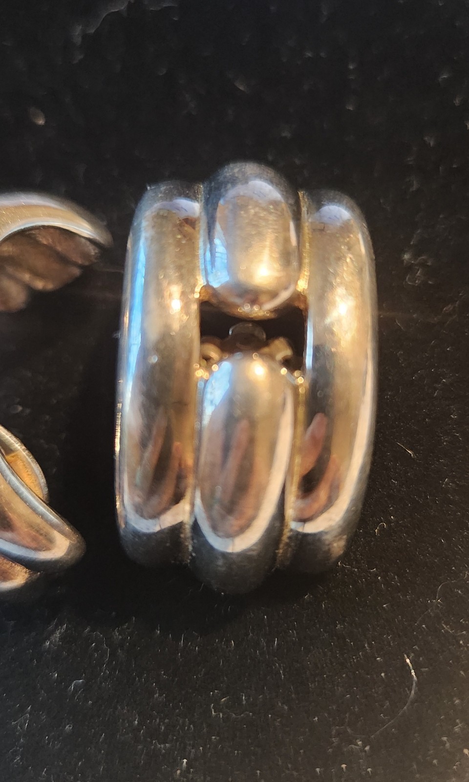 GIVENCHY Paris New York Large Silver Tone Chunky Clip On Earrings Vintage thumbnail 3