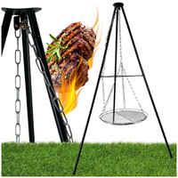 Dreibein Grill Mit Rost HöHenverstellbar 152X90Cm Lagerfeuer Stabil Outdoor