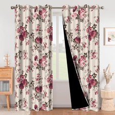 Tquqobu Pink Floral Curtains For Girls Room And Nursery Vintage Print