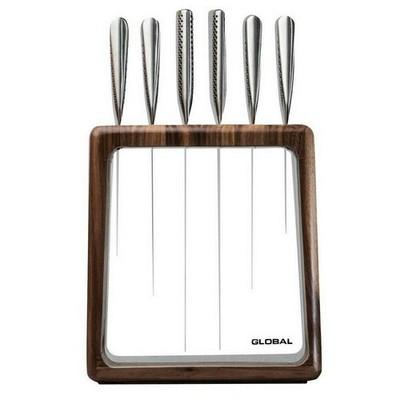 Global Hashira 7pc Walnut Knife Block Set 7 Piece
