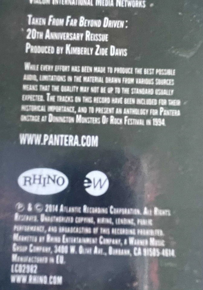 PANTERA: Far Beyond Bootleg Live UK 1994 Vinyl (LP) New & Sealed +Rock + Metal - Image 3 of 4