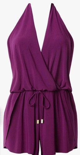 Magicsuit Size US 8 Purple Solid Bianca One Piece Romper Halter Swimsuit