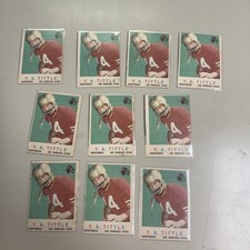1959 Topps Football YA Tittle  #130 Card - Lot Of 10 - Low To Mid Grade