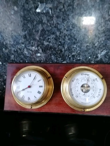 Cased Desktop Clock & Barometer Set
