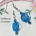 Artisan Lampwork Blue Swirl Earrings, Lampwork Earrings, Spring Earrings Gift