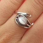 925 Sterling Vintage Optic Fiber Cat's Eye Modernist Overlap Ring Size 7.5