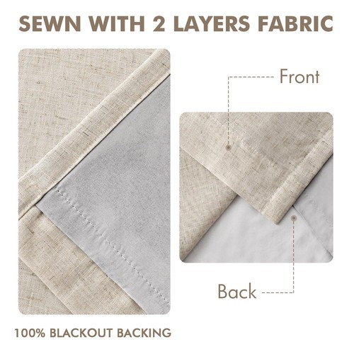 Beige Pinch Pleated 100% Blackout Linen Curtains for Bedroom, Room Darkening ... - Bild 5 von 9