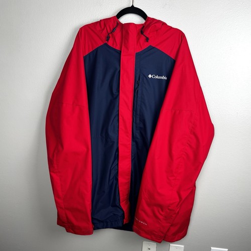 Columbia Interchange Ski Coat Red Navy Blue Jacket Omni Tech Men's Tall Size 2XT - Picture 2 of 7