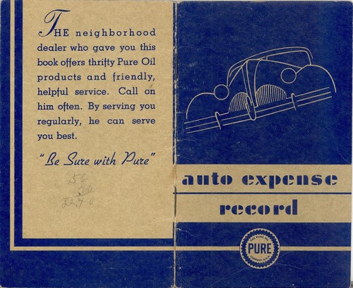 1939-40 Auto Expense Record Book "PURE OIL CO." VG - Picture 2 of 9