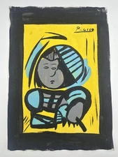 Pablo Picasso COA Art Painting Original Drawing Vintage Paper Signed