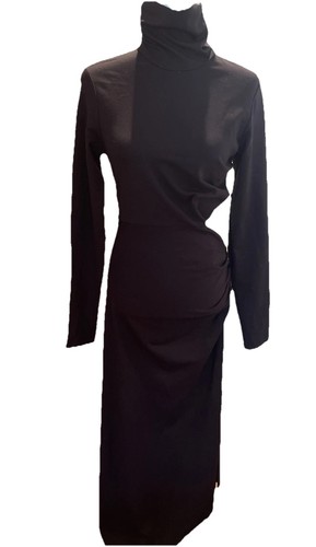 A.L.C. Dress Maxi Black Stretch Cutout Ruching Sz Large Pristine NWOT - Picture 10 of 11