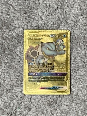 Blastoise&Piplup GX HP270 Tag Team Splash Mkr Rare Gold Accent Foil Fan Art Card