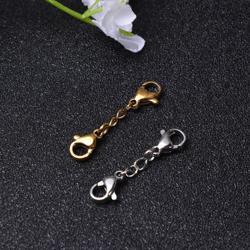 12 PEZZI Prolunga Bracciale Gioielli Aragosta Fibbia Prolunga Catena Acciaio Inox - Foto 10 di 11