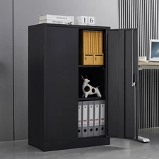 Metal Storage Cabinet with Locking Doors Adjustable Shelf Folding Filing Storage