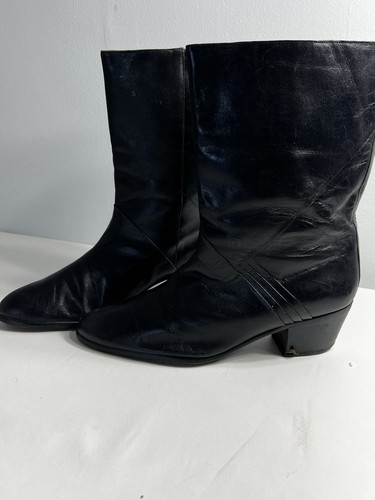 Mens  70s Pierre Cardin Ankle Short Boots Black Disco Super Fly Mod Vintage Sz 8 - Picture 11 of 15