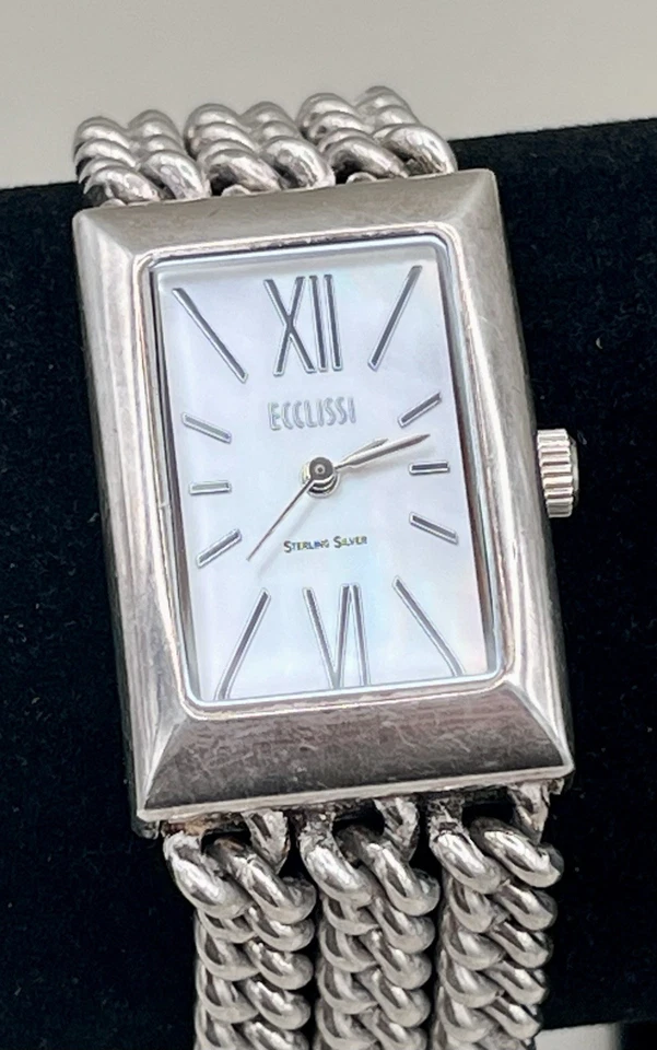 Reloj Ecclissi Mujer Vintage Plata de Ley Sólida 925 Batería Nueva Funciona Foto 3 de 4
