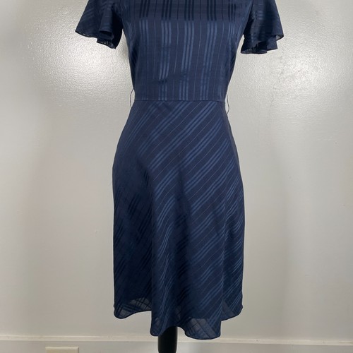 Antonio Melani A Line Dress Womens Size 0 Navy Blue Plaid Short Sleeve Back Zip - Bild 5 von 16