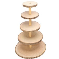 5 Tiered Rustic Wood Cupcake Stand, Detachable Large Slices round Cupcake Tower