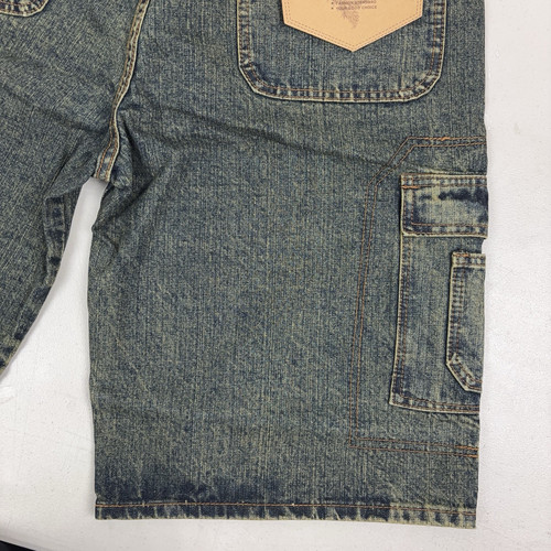 Oscar Jeans Herren 34 Dirty Blue Denim Baggy Long Cargo Shorts Jorts 90s Y2K Skater - Bild 10 von 12
