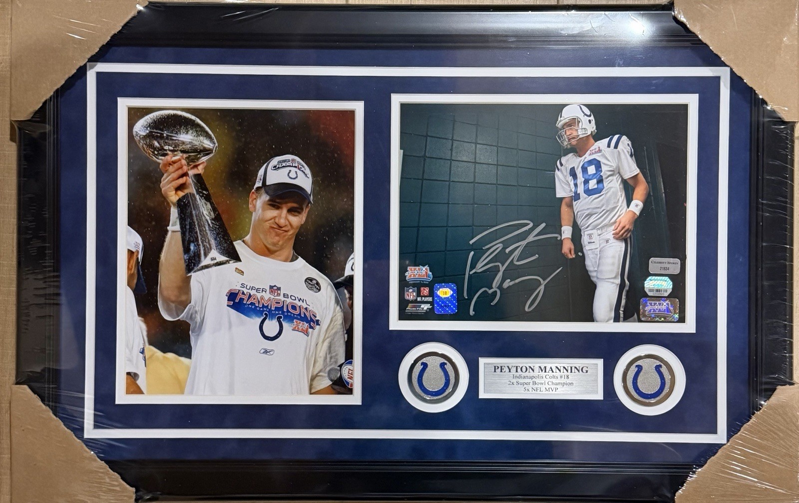 Peyton Manning Signed Autographed Colts 8x10 Photo Collage Framed JSA COA