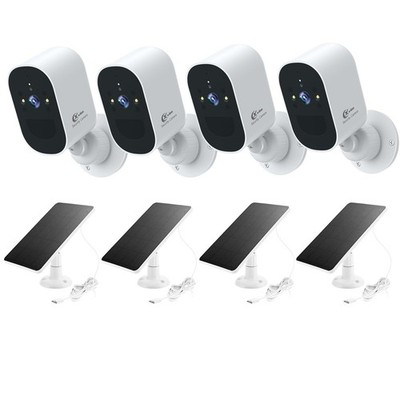 2/4PK 1080P Solar Camera Wireless WiFi Solar Power Battery Camera System Outdoor