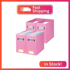 BALEINE 4PK File Organizer Box, Cardboard File Folder Organizer with Handle