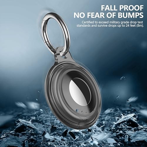 2 Pack IPX8 Waterproof Compatible with AirTag Keychain Holder Black/Clear