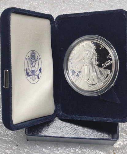 2001 W American Eagle One Ounce Proof Silver Bullion Coin Box & COA
