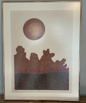 EDWARD WARD Original Vintage Signed Ocularity MCM Modern Composition Lithograph
