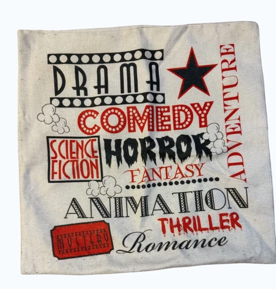 Fundas de almohada de lona con temática de cine 17"x17" par de géneros de películas decoración de cine en casa Foto 3 de 4