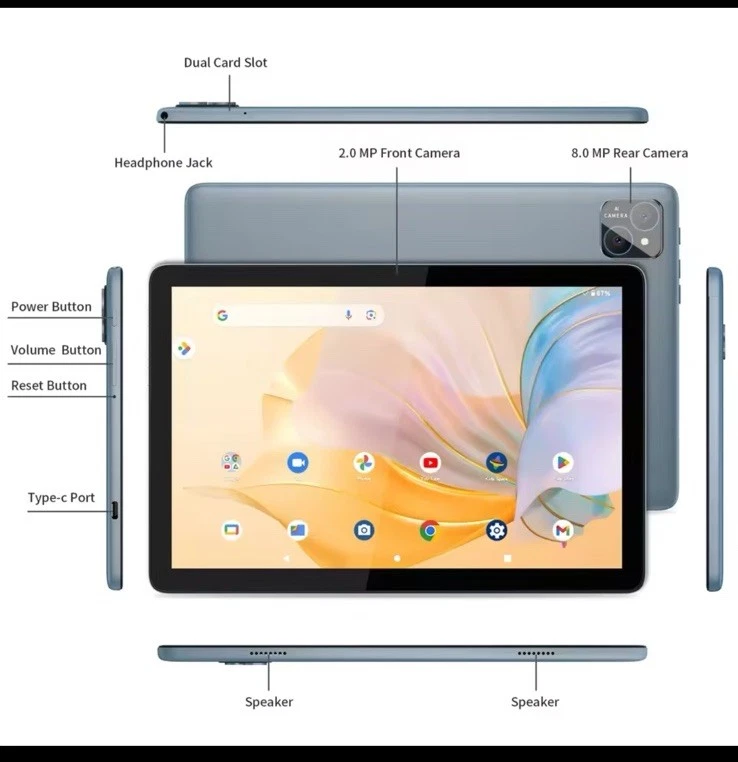 Pritom Tablet 11 Android 14 Tablet 10 Inch,8 GB - Image 3 of 4