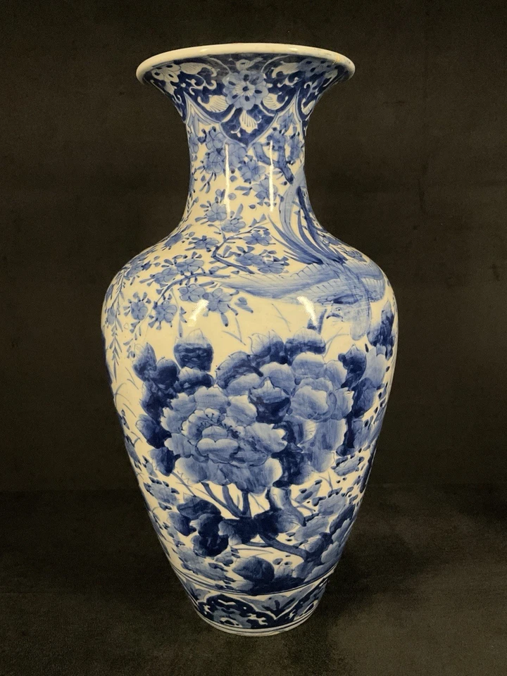 Antique 19th C. Meiji Period Japanese Imari Blue and White Porcelain Vase - Image 3 of 4
