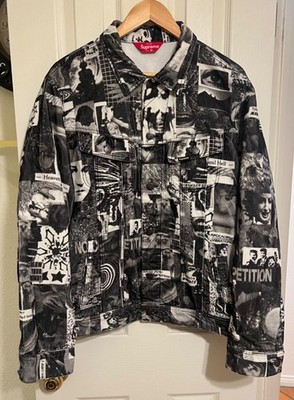 未使用品 Vibrations Corduroy Trucker Jacket SUPREME VIBRATIONS CORDUROY TRUCKER JACKET WHITE / BLACK SIZE XL