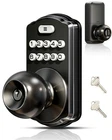Keypad Door Knob Lock Keyless Entry Electronic Knob Matte Black Front/Bedroom