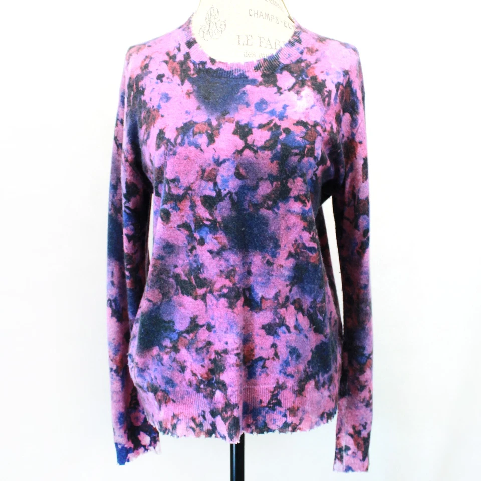 Suéter Otoño Cachemira 100% Cachemira Tie-Dye Acogedor Preppy Cuello Redondo Grande Foto 2 de 4