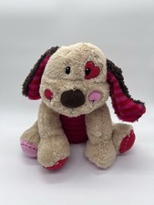 Dan Dee Puppy Dog Plush Stuffed Heart Eye Striped Tummy Valentine Tan Pink 8