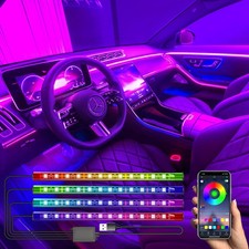 Car Interior RGB LED Strip Light 48 LED Music Sync App Control USB 12V Kit DC