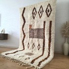 Moroccan Beni Ourain Rug – Handmade Wool Carpet – Authentic Berber Wool Shag Rug